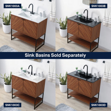 Juhl Chevron-Front Modern Minimalist 2-Shelf Bath Vanity Cabinet Only (Sink Basin Not Included)